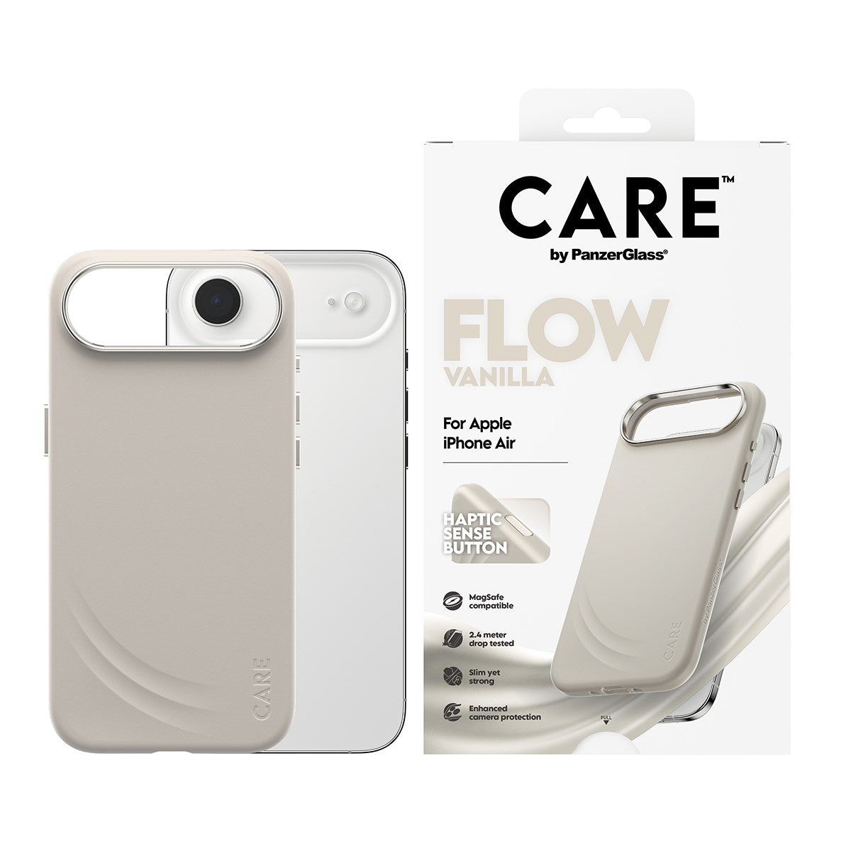 CARE by PanzerGlass® FLOW Case Vanilla m. Haptic Button & MagSafe iPhone Air